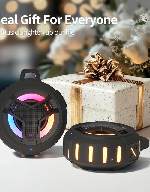 Load image into Gallery viewer, Bluetooth Shower Speaker, Waterproof Portable Bluetooth Speakers, IP67 Waterproof Wireless Speaker with LED Light, Floating, 2000Mah, True Wireless Stereo for Kayak, Beach,Gifts for Men -Black
